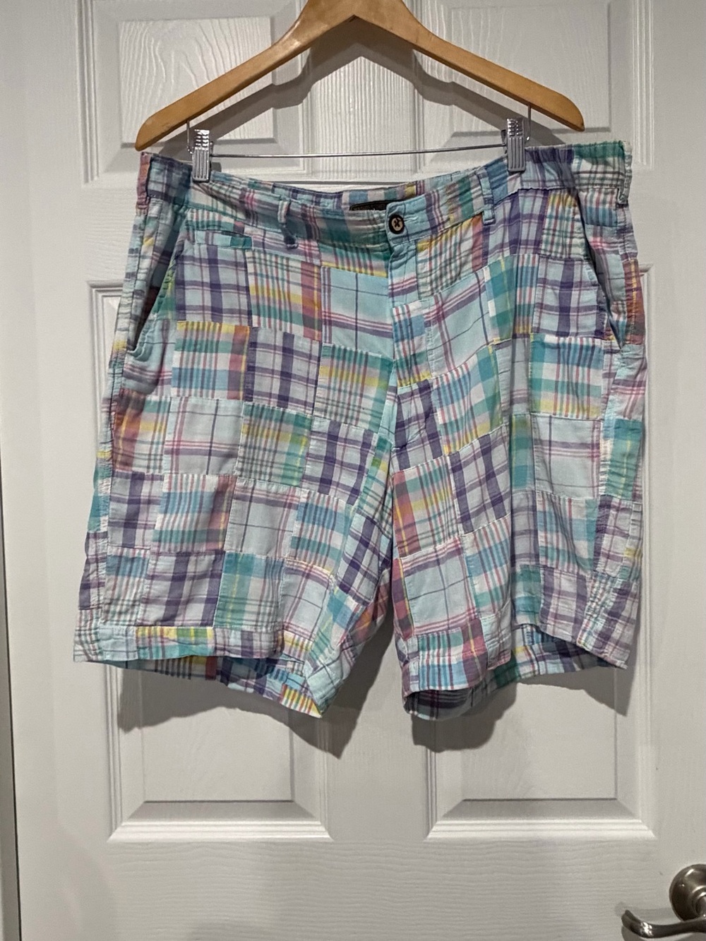 Pastel Plaid Cotton Blend Women's Shorts